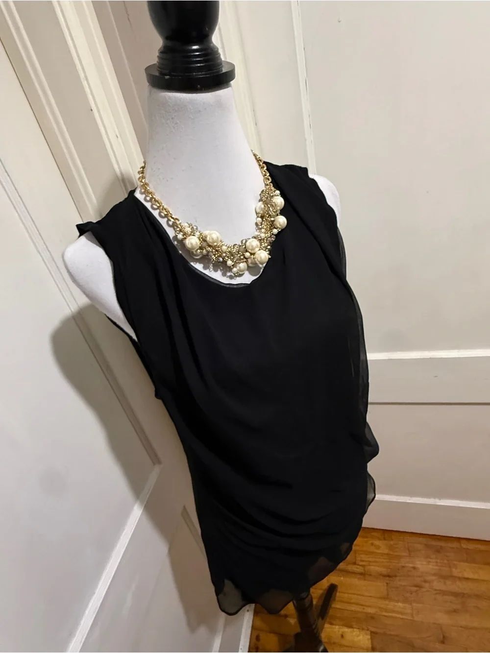Simply Vera Vera Wang Black Sleeveless Layered Chiffon Camisole